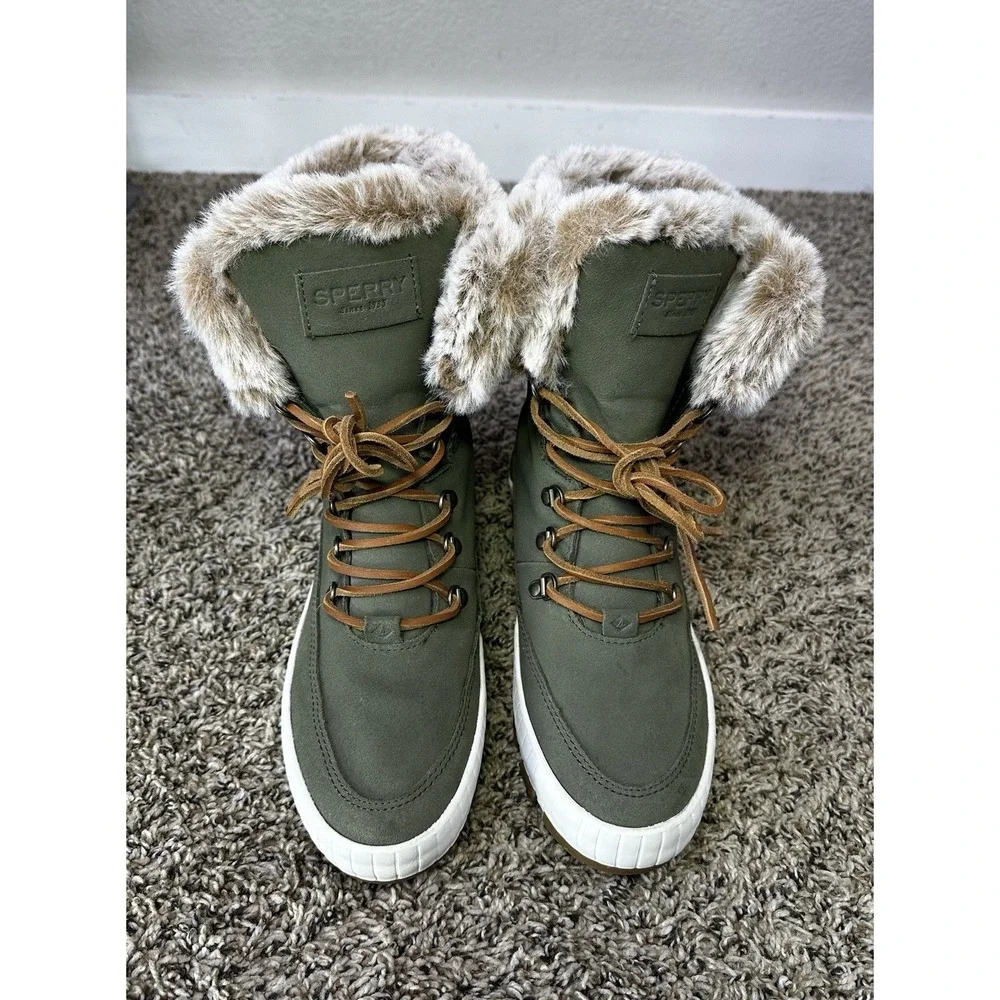 Sperry Women's Torrent Winter Olive Snow Boots Waterproof Memory Foam Size 8.5 - Picture 5 of 9